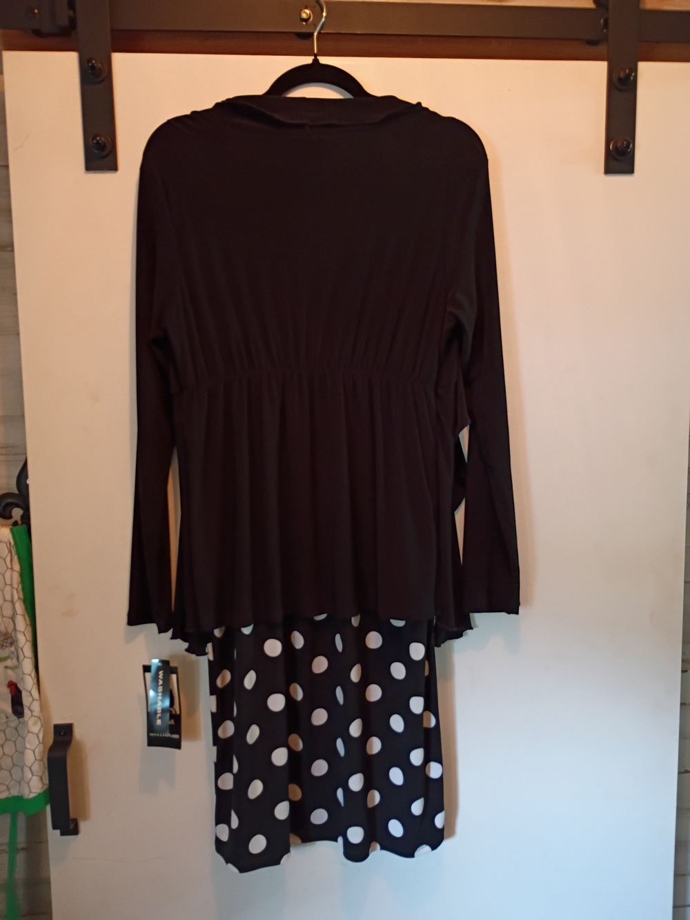 Lemmie For Nina Leonard Black Polka Dot Midi Dress with Scoop Neck - Picture 9 of 10